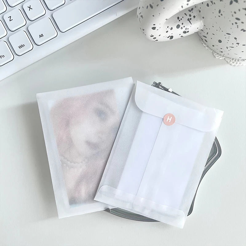 20pcs Semi Transparent Paper Bags 6*6cm 8*10cm Envelopes fit Thanks Letter Photo Jewelry Packaging Storage Pouches Wholesale