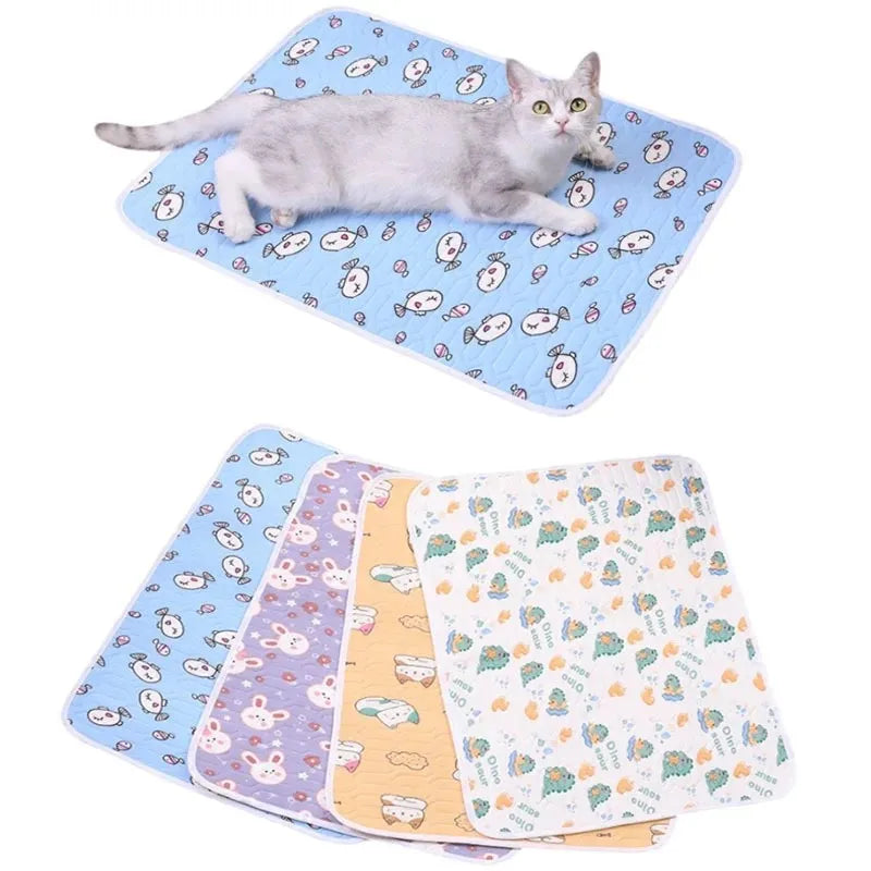 Pet Summer Cooling Latex Pad Cute Cartoon Pattern Cat Dog Sleeping Mat Kennel Ice Silk Cool Mats Floor Sofa Blanket Pet Supplies