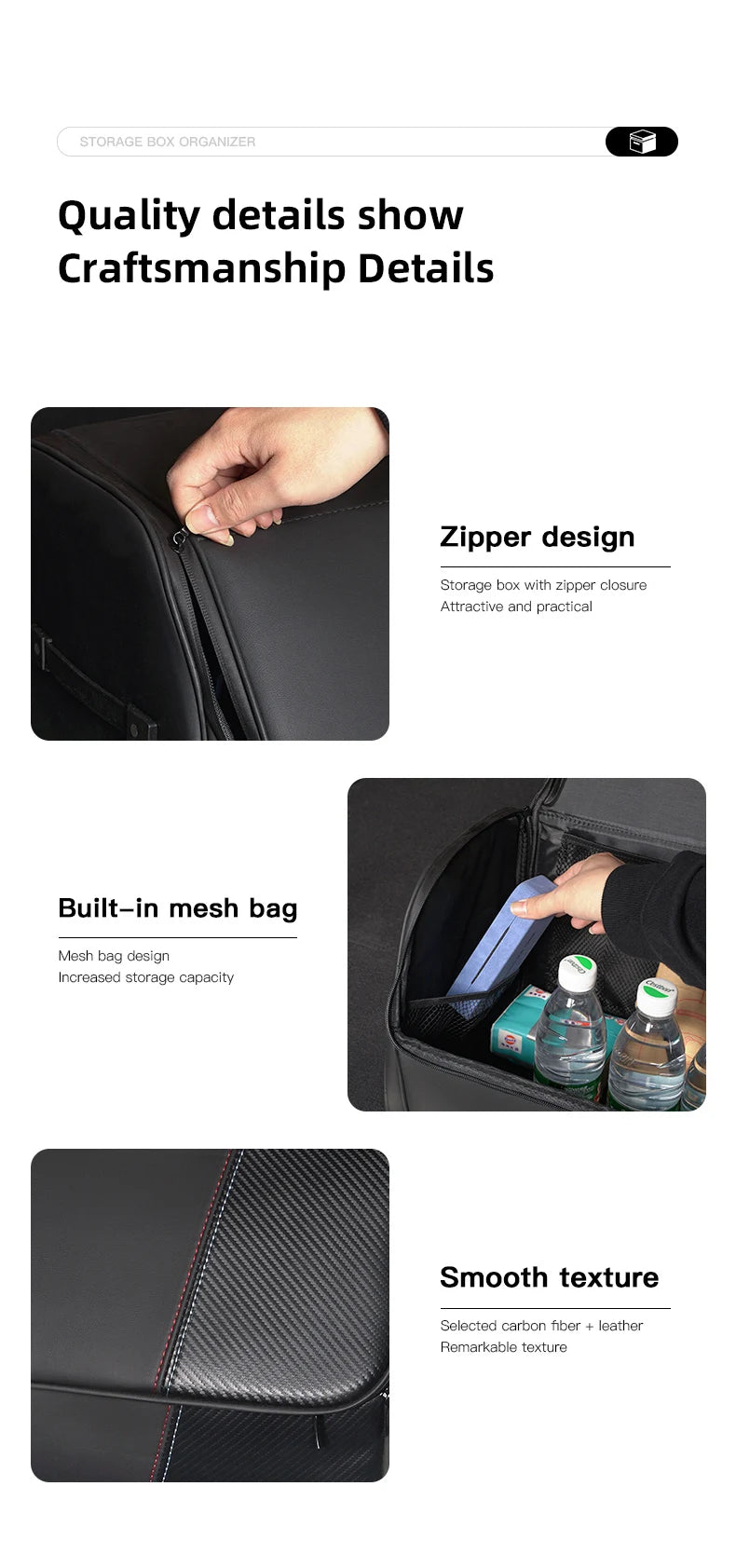 KIA Car High-capacity Leather Storage Bag Car Trunk Organizing Box For KIA EV6 Stinger RIO Sorento Picanto Ceed Borrego Syros K4
