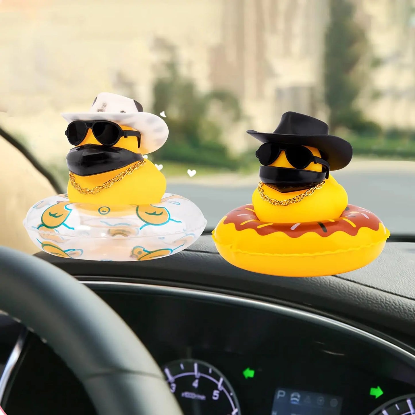Mini Rubber Resin Duck  for Car Decoration Dashboard Car Decoration Funny Sunglasses for  House Interior and Office Decoration