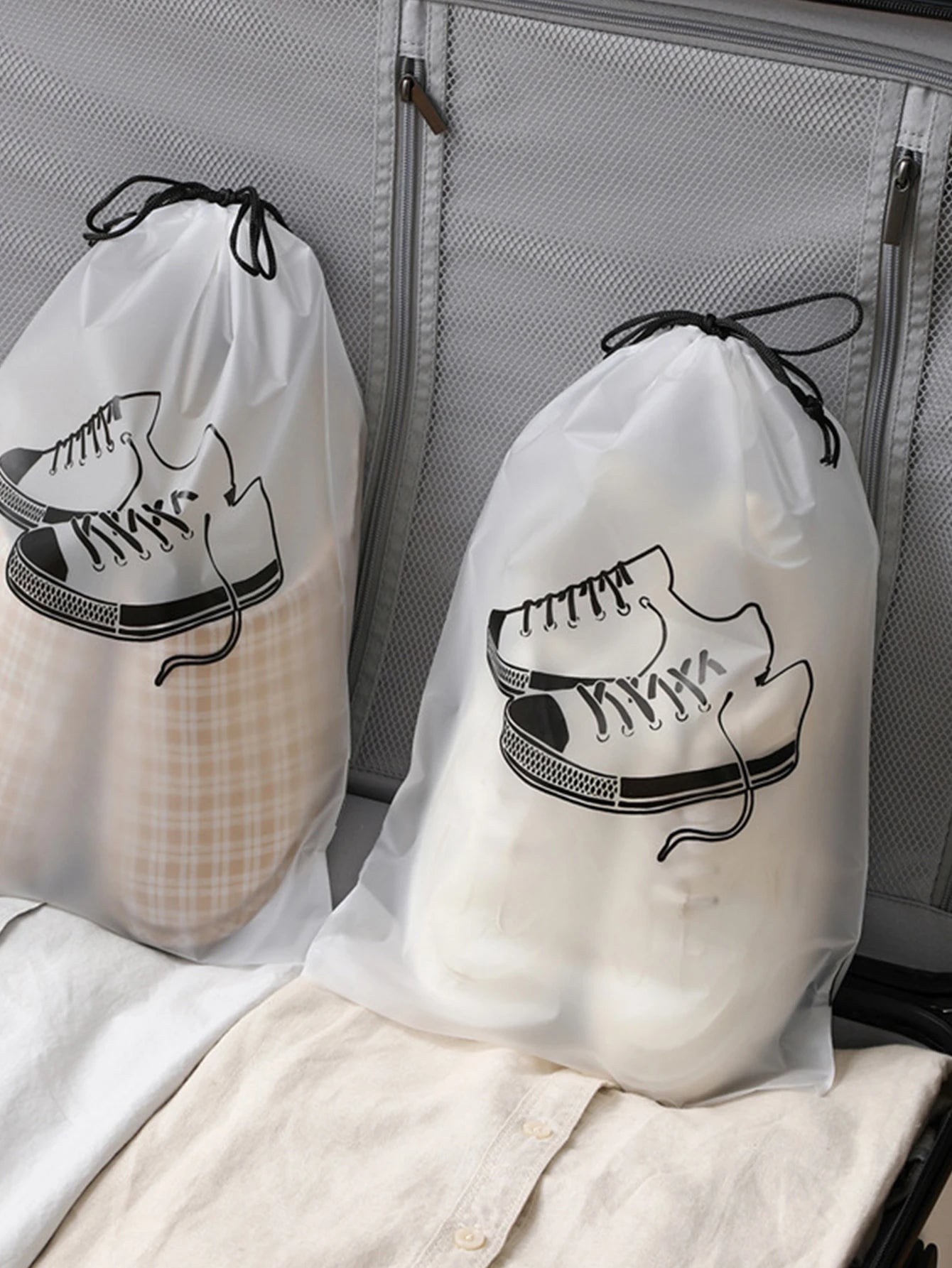 1/5pcs Shoes Storage Bags Travel Portable Clothes Underwear Organizer Transparent Frosted Drawstring Pouch Waterproof Dust-proof