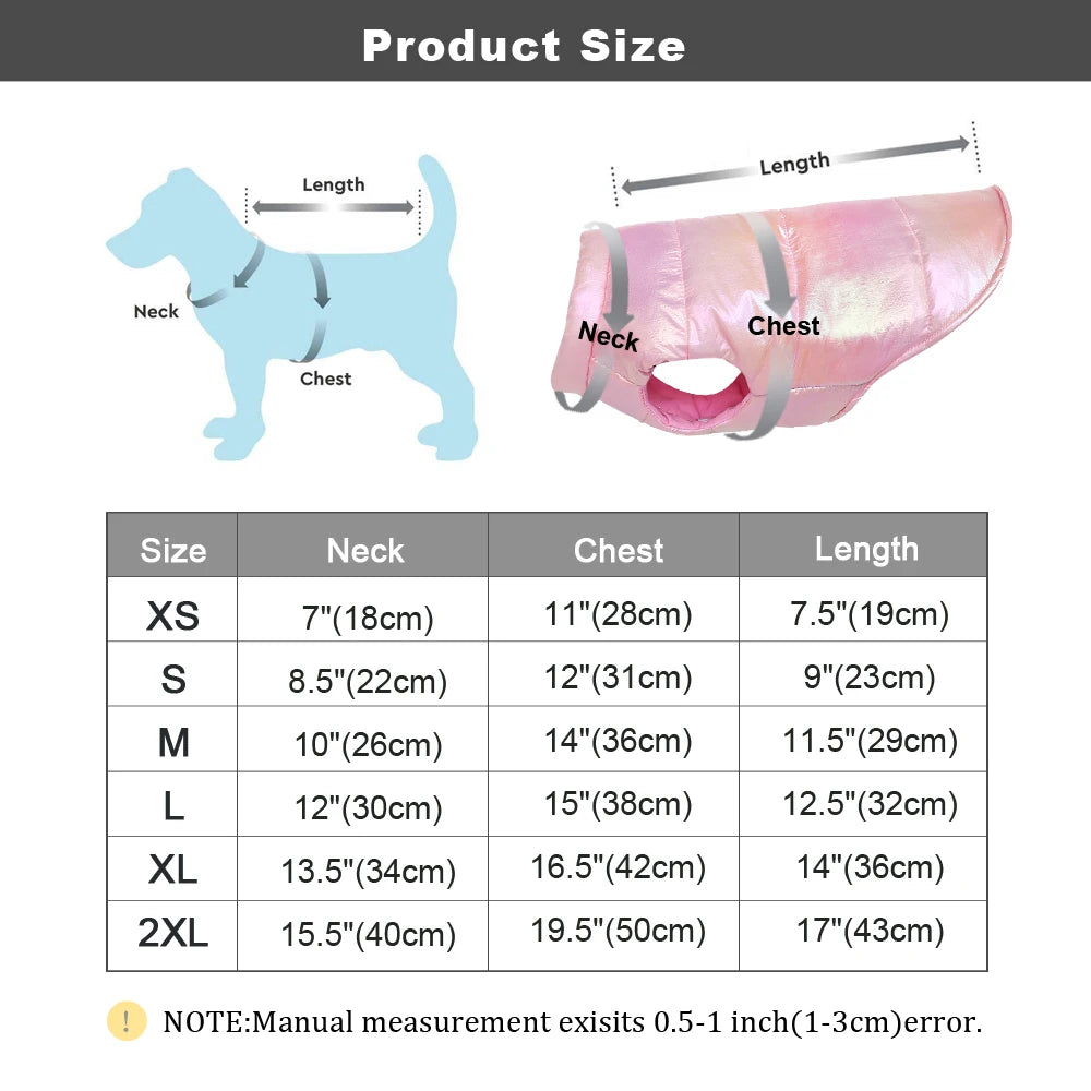 Pink Small Dog Cat Clothes Vest Winter Waterproof Pet Clothing Jacket Warm Puppy Coat Dog Outfit For Small Dogs Cats Chihuahua