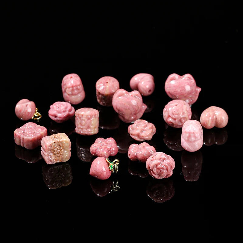 1 Pc Natural Rhodonite Stone Carved Piuxiu Flower Patterned Bead With Hole For Jewelry Making Diy Necklace Bracelet Accessory