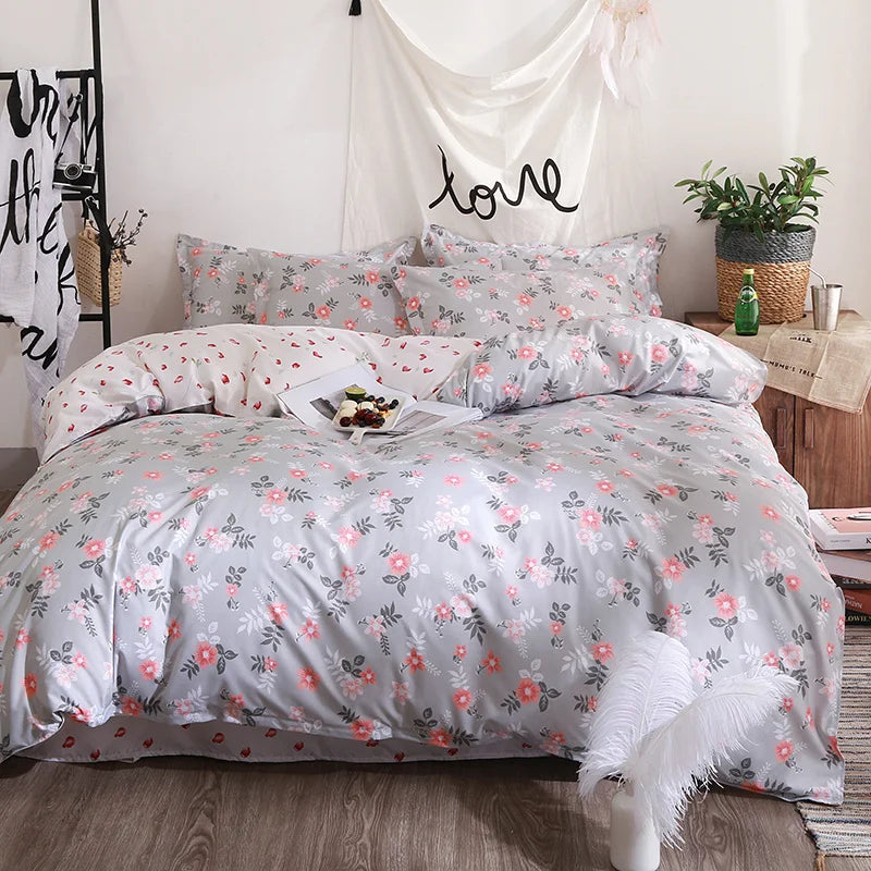 Solstice Home Textile Black Lattice Duvet Cover Pillowcase Bed Sheet Simple Boy Girls Bedding Sets Single Twin Double Cover Beds