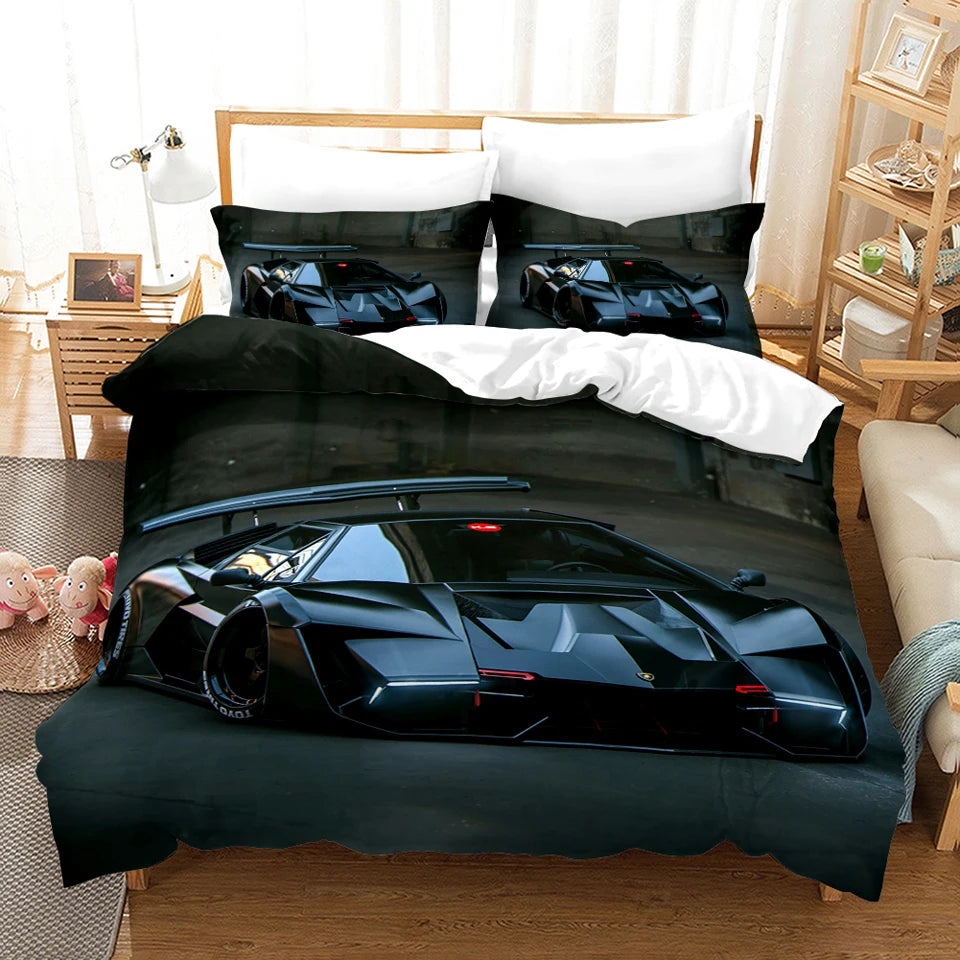 Sports Car Duvet Cover Set Luxury High Quality 3D Printed Bedding 2/3pcs Double Queen King Bedclothes Adults Boys Home Textile