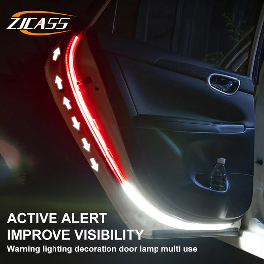 120CM Car Door Opening Warning LED Light Welcome Decor Lamp Strip 12V Anti Rear-end Collision Safety Universal Auto Accessories