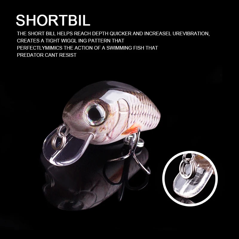 Hanlin 5pcs/Suit 2.8cm 2g Mini Wobblers Slow Sinking Crankbait Fishing Lure Artificial Bait Hard Plastic Wobbler For Bass Tackle