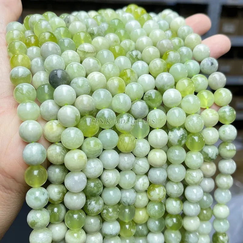 Natural Light Green White Mixed Jade Round Loose Spacer 10mm Bead For Jewelry Making Diy Bracelet Necklace Accessory Findings