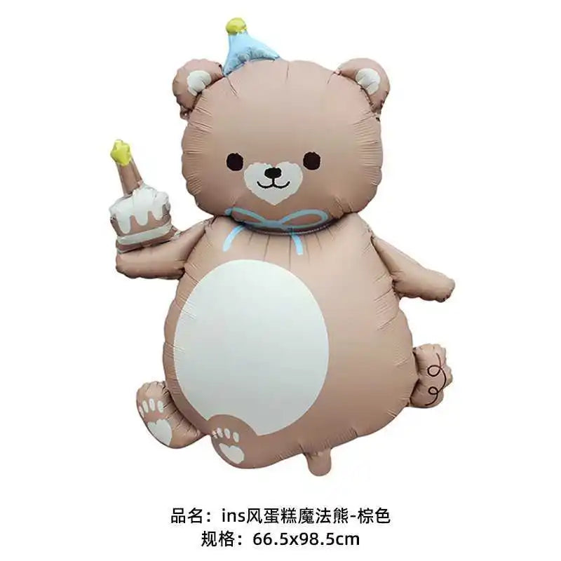 Coffee Brown Teddy Bear Balloon Number Heart Balloon set kid Birthday Party Decoration Baby Shower wedding Valentine's Day decor