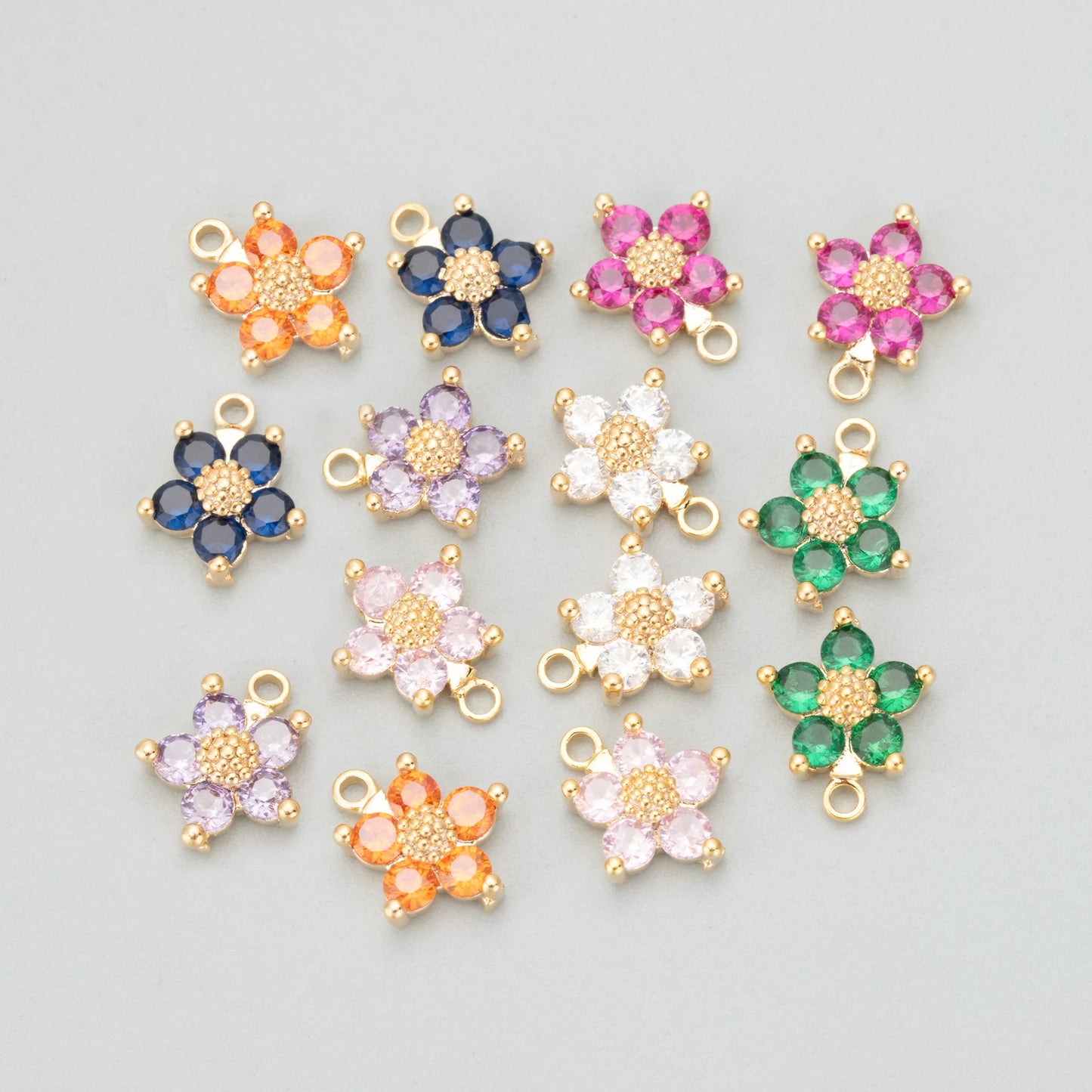 GUFEATHER MC44,jewelry accessories,18k gold plated,copper,zircons,flower shape,charms,diy pendants,jewelry making,6pcs/lot