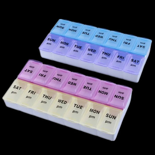 7 Day Pill Box Medicine Tablet Dispenser Organiser Weekly Breadbox Case For Pill Box Splitters Pill Storage Organizer Container