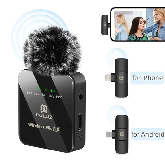 Wireless Lavalier Mini Microphone for iPhone iPad Android Type-C Dual Live Broadcast Game Recording Interview Vlog Noise Cancel