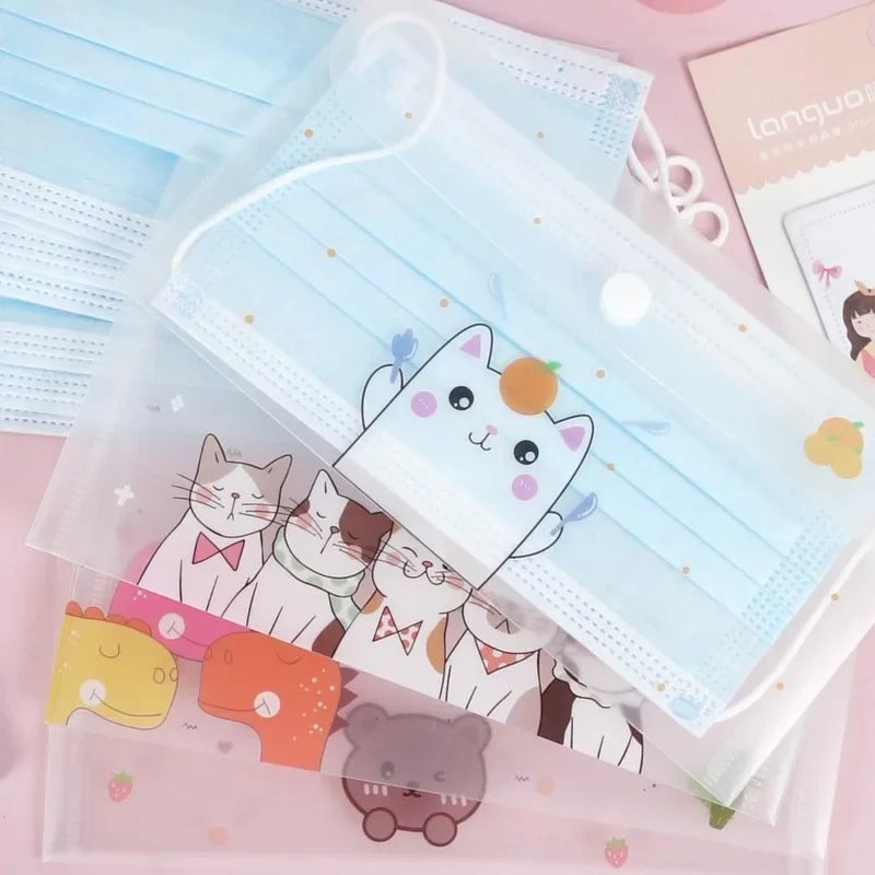 Transparent Stationery Storage Bag Pencil Case File Storage Organize Student Folders Desk Organizer Storage Cute Zipper Pen Case