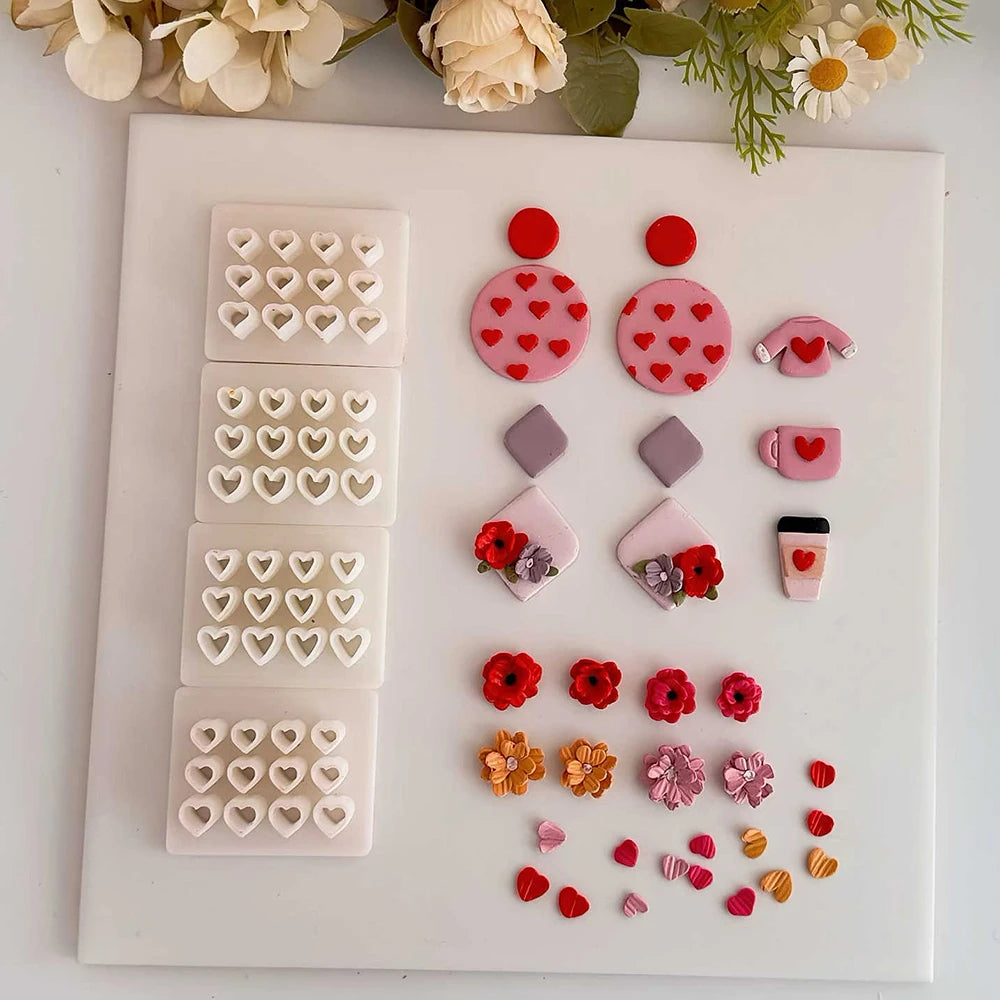 Valentine's Day Heart Petal Shaped Polymer Clay Cutters 12 IN 1 Love Dangle Clay Cutter DIY Earrings Pendant Jewelry Hand Tools