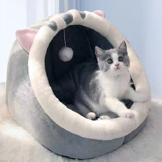 Pet Tent Cave Bed for Cats Small Dogs Self-Warming Cat Tent Bed Cat Hut Comfortable Pet Sleeping Bed Foldable Removable Washable