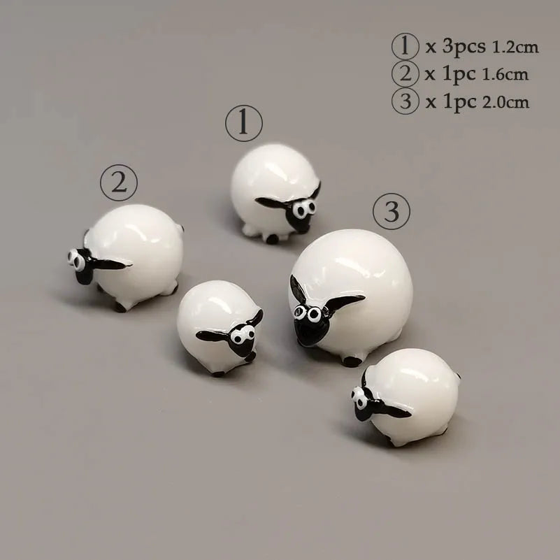5pcs Miniature Animals Chick Sheep Turtle Puppy Fairy Garden Toy Aquarium Decoration Duck DIY Handicraft Accessories 1-3cm