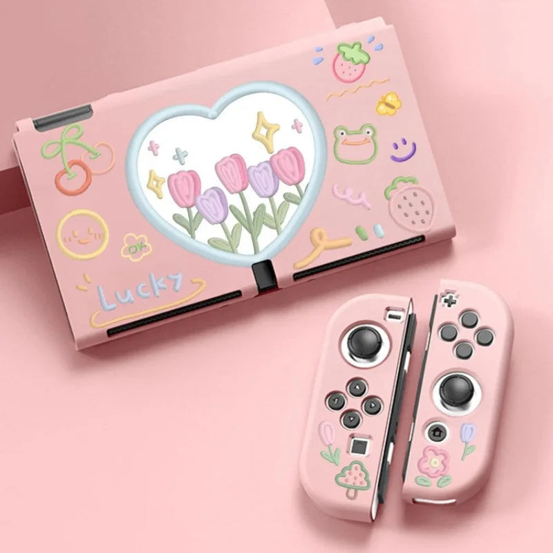 Flower Pattern Case Compatible With Nintendo Switch Oled