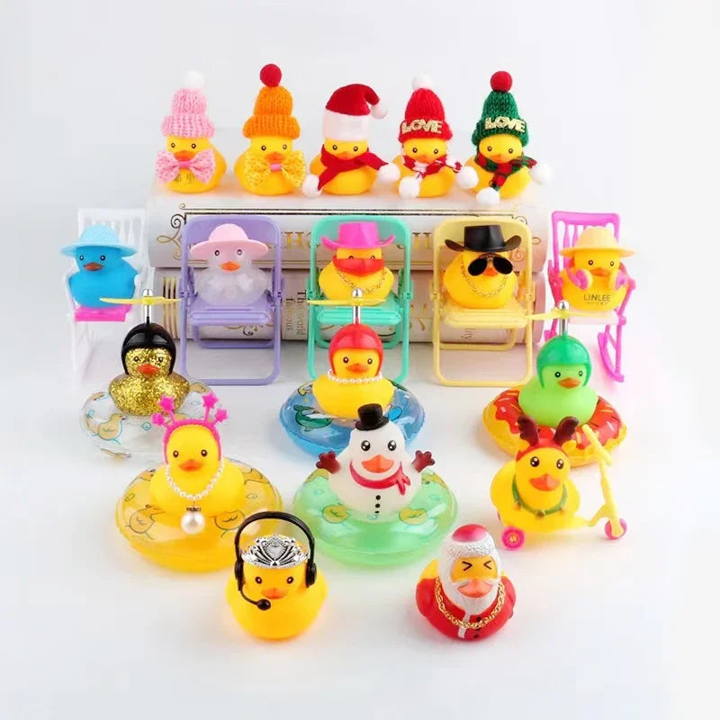 Car Decor Bath Duck Mini Rubber Ducks Accessories Outfit Rubber Ducky Duck Bath Toy Bathtub Toys for Kids Birthday Party Favor