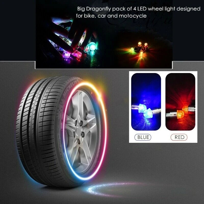 2PCS Wheel Lights Waterproof Car Auto Wheel Tire Tyre Air Valve Stem LED Light Cap Cover Accessories For Bike Car Motorcycle