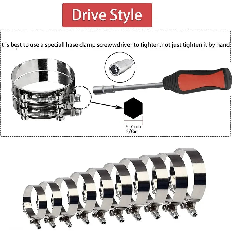 40-112mm 2/2.25/ 2.5/ 2.75/ 3.0/ 3.25/ 3.5/4.0" T-Bolt Exhaust Steel Hose Clamp Intake Turbo Intercooler Silicone Coupler Clamps