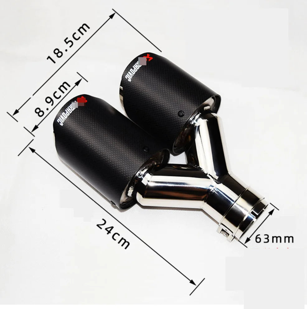 Real carbon fiber  AK exhaust pipe fit for universal car dual Y type tips