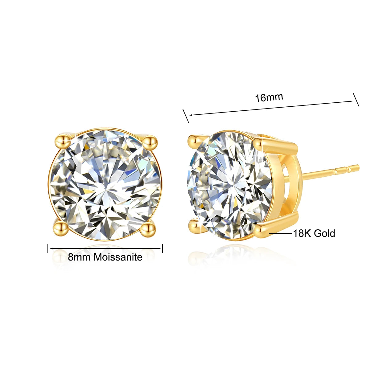 Szjinao 2024 Trending Earrings Moissanite Gold 18k Real Original With Certificate Wedding Luxury Jewelry For Women Wholesale Hot