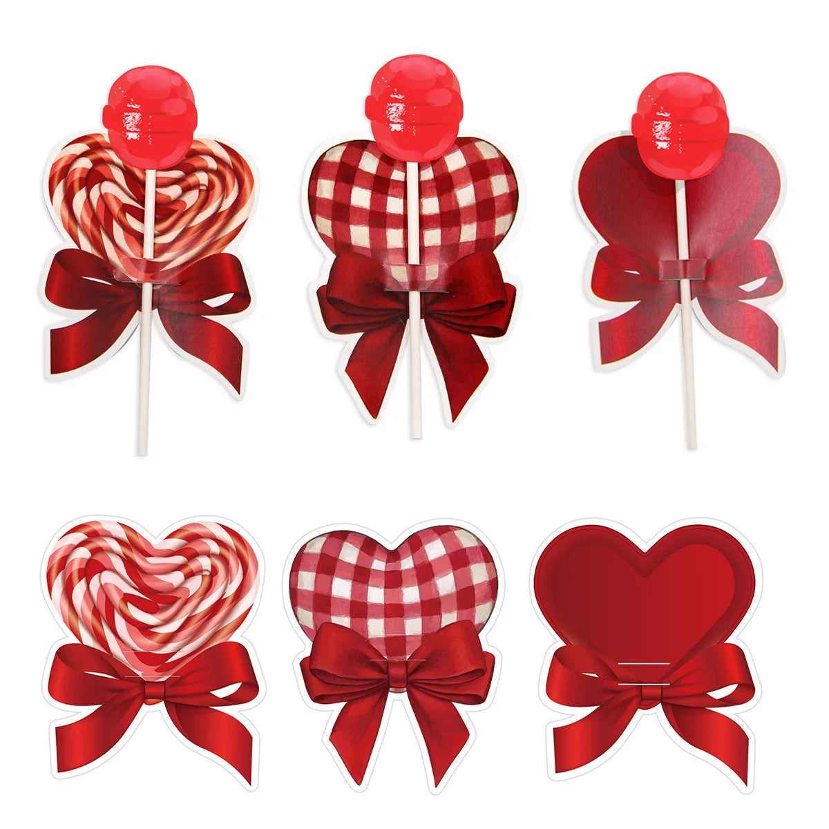 45Pcs/set Multi Heart Lollipop Cards Valentine's Red Heart Candy Holders For Happy Valentine's Day Party Sweets Packaging Supply