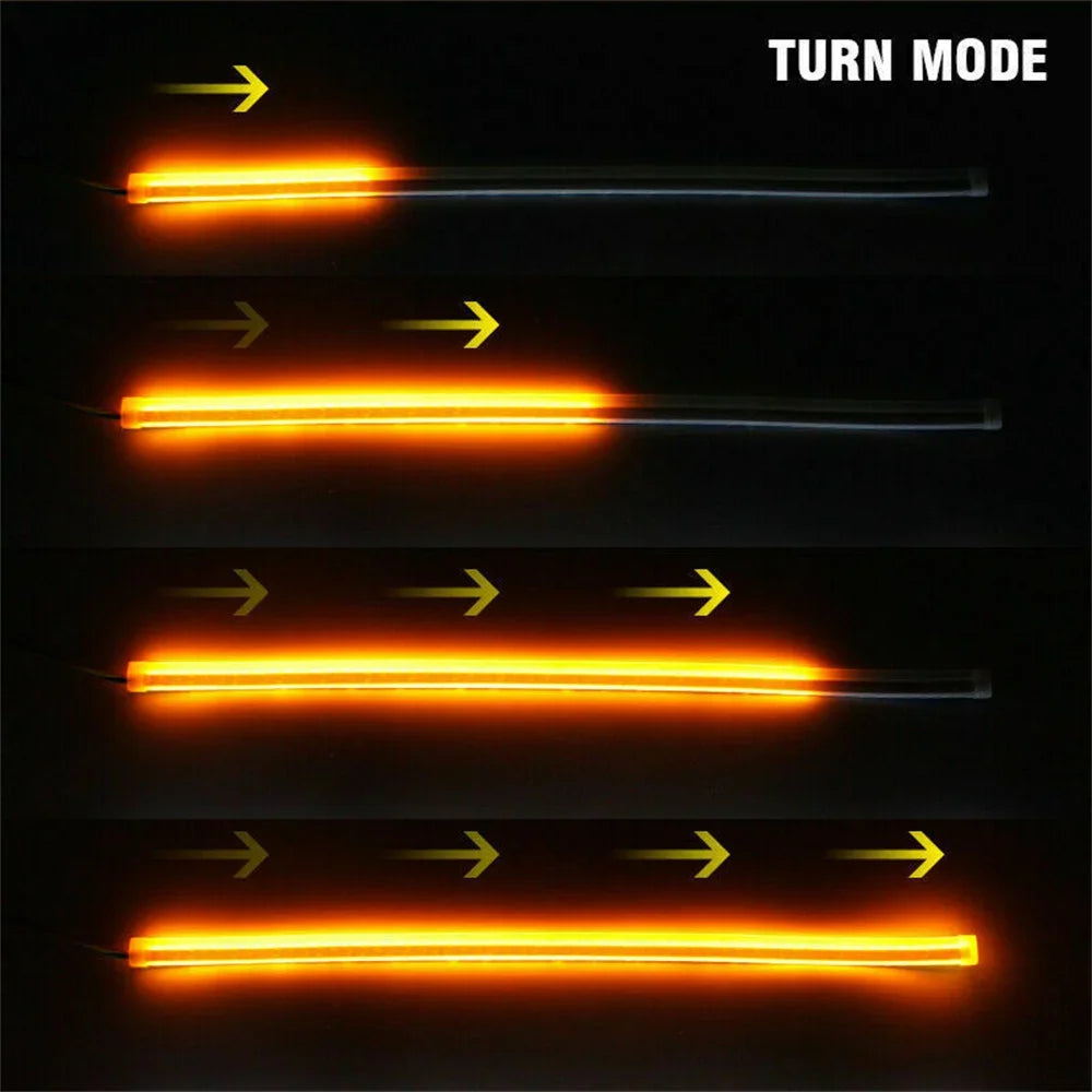 2PCS 30cm 45cm 60cm Sequential LED Strip Turn Signal Indicator Car DRL Daytime Running Light