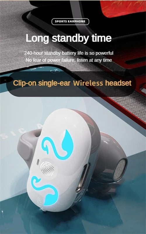 NEW Bluetooth 5.3 Wireless Bone Conduction Headphones T75 Clip Ear Music Noise Canceling Headset HD Call Sports Gaming Earphone