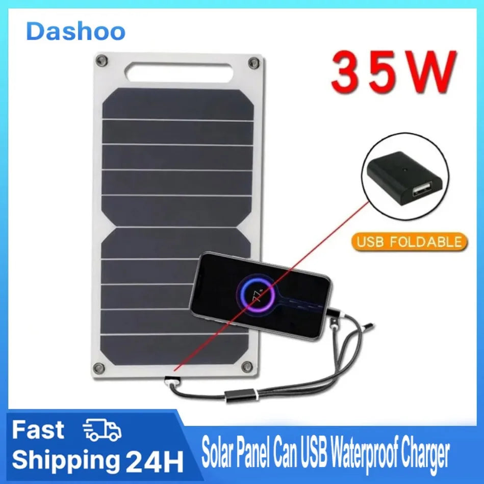 Solar Panel Can be fixed backpack 5-35W USB Waterproof Portable Charger for Outdoor Hiking, Camping, and Mobile Phone Charging