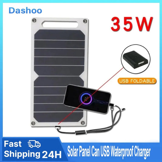 Solar Panel Can be fixed backpack 5-35W USB Waterproof Portable Charger for Outdoor Hiking, Camping, and Mobile Phone Charging