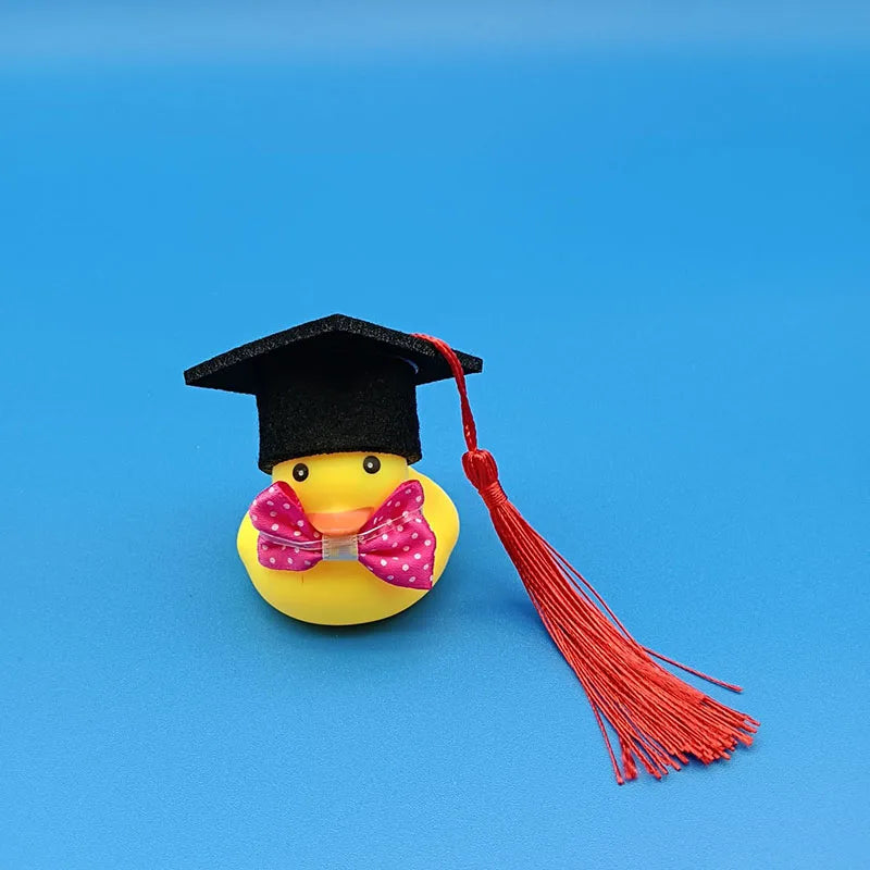 Car Dashboard Ornament Yellow Duck Cute Bachelor's Hat Duck with Red and Blue Tassel Hat Spike Decoration for Graduation Season