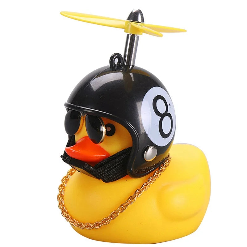 Rubber Duck Toy Motorcycle Bicycle Car Ornaments Yellow Duck Car Dashboard Decorations Cool Glasses Duck with Propeller Helmet