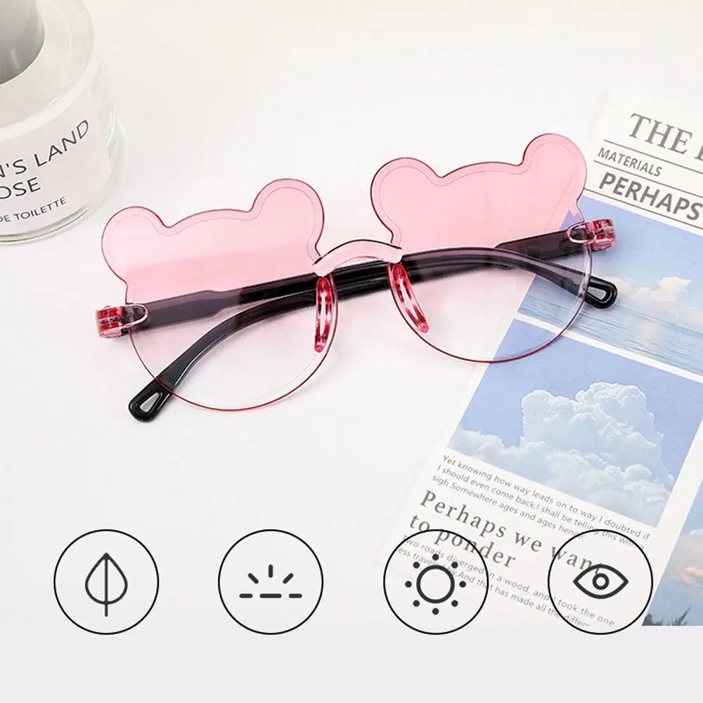 Kids Sun Sunglasses Bear Shape Children Glasses Cartoon Rimless UV400 Child Eyeglasses Outdoor Anti-Glare Girls Boys Sunglasses