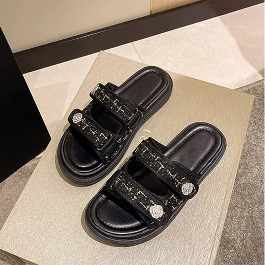 2023 Luxury Woman Sandals Ladies Platform Slippers Designer Slides Outdoor Casual Beach Hook Loop Slippers Non Slip Flip Flops