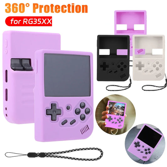 Soft Silicone Case for ANBERNIC RG35XX Game Console Protect Shell with Lanyard Shockproof Dustproof Protective Cover