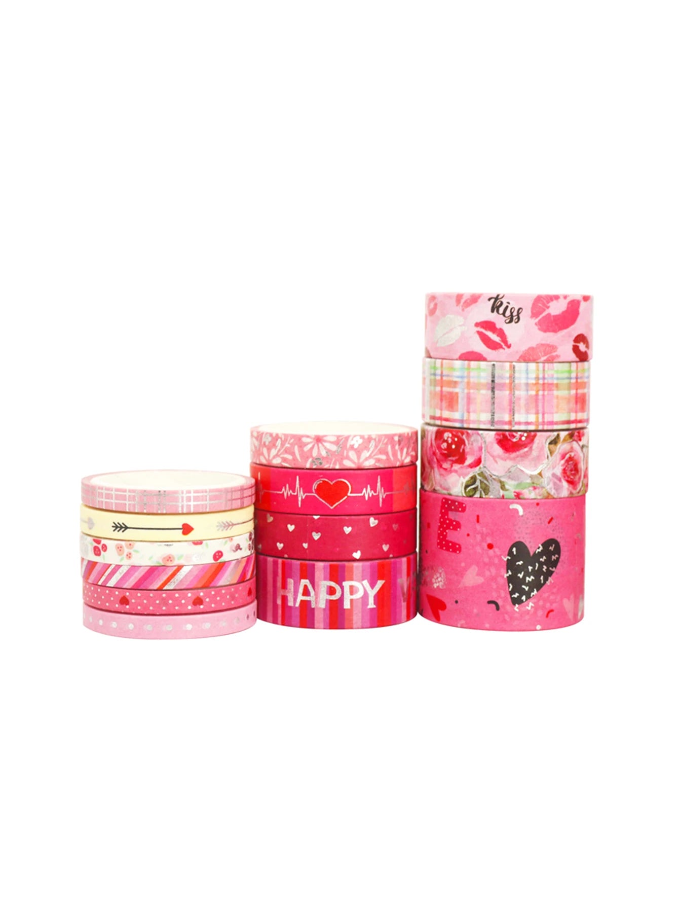 Romantic Valentine's Day washi tape,heart flower silver foil decoration material,DIY creative handmade gift for journals, greeti