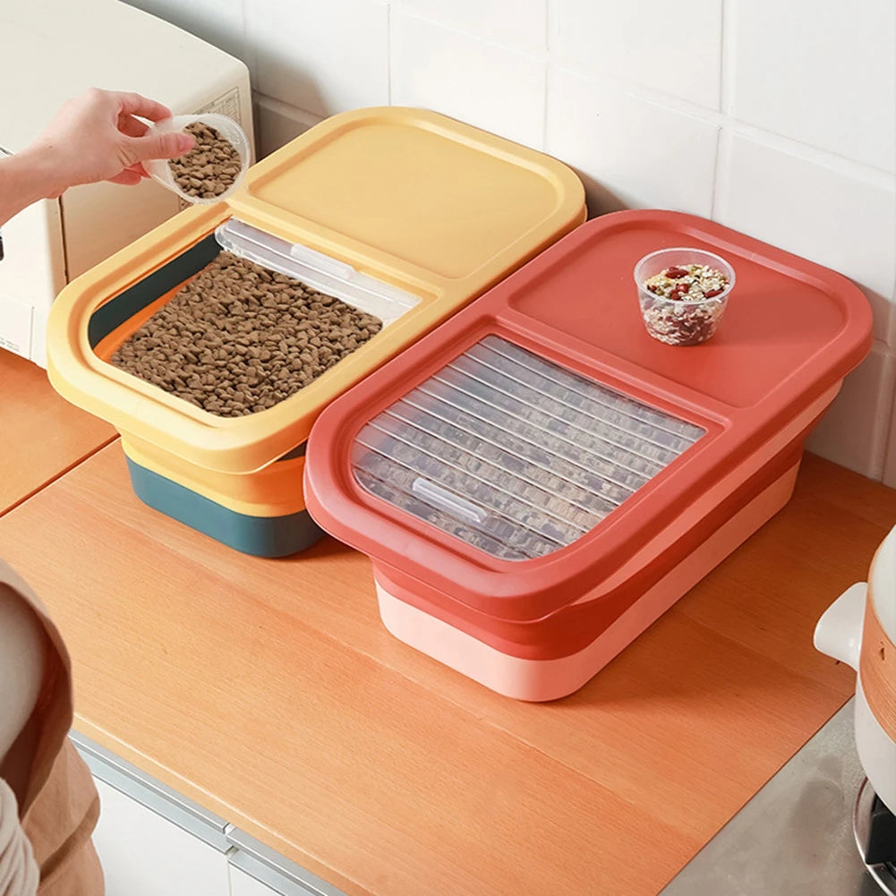 Cat Dog Food Storage Container Moisture-proof Split Design Easy to Disassemble Large Capacity Folding Sealed  Pet Food Container