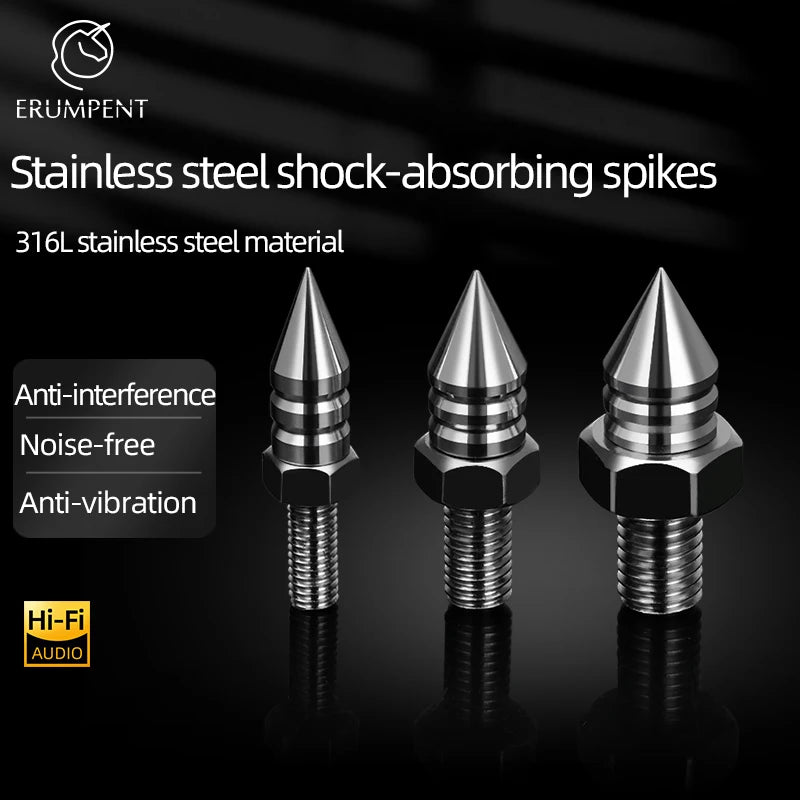 ERUMPENT 4PCS HIFI Audio Speaker Spikes 316 Stainless Steel Speakers Repair Parts Foot Pads for Stand Anti-shock Shock Absorber