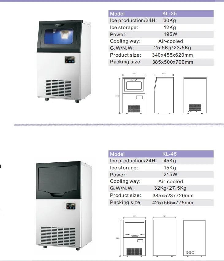 Ice Maker Commercial Ice Cube Machine Factory with air Cooling or Water Cooling