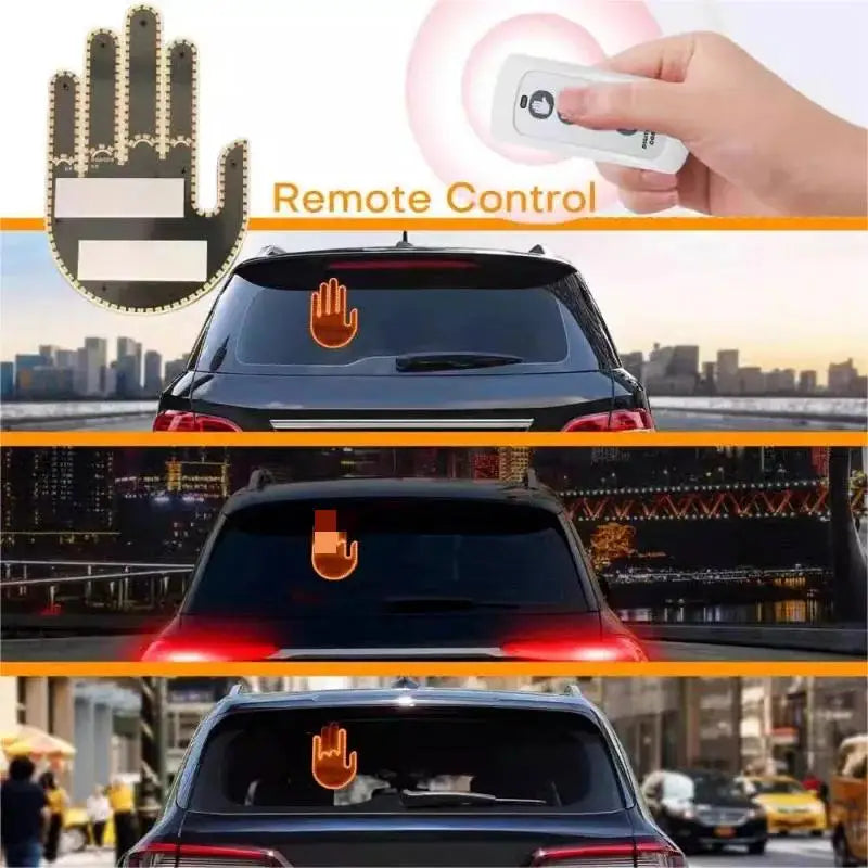 1 Set Car Finger Light with Remote Control Cool Funny Car Interior Light Finger Up LED Middle Finger Hand Lamp Car Accessories