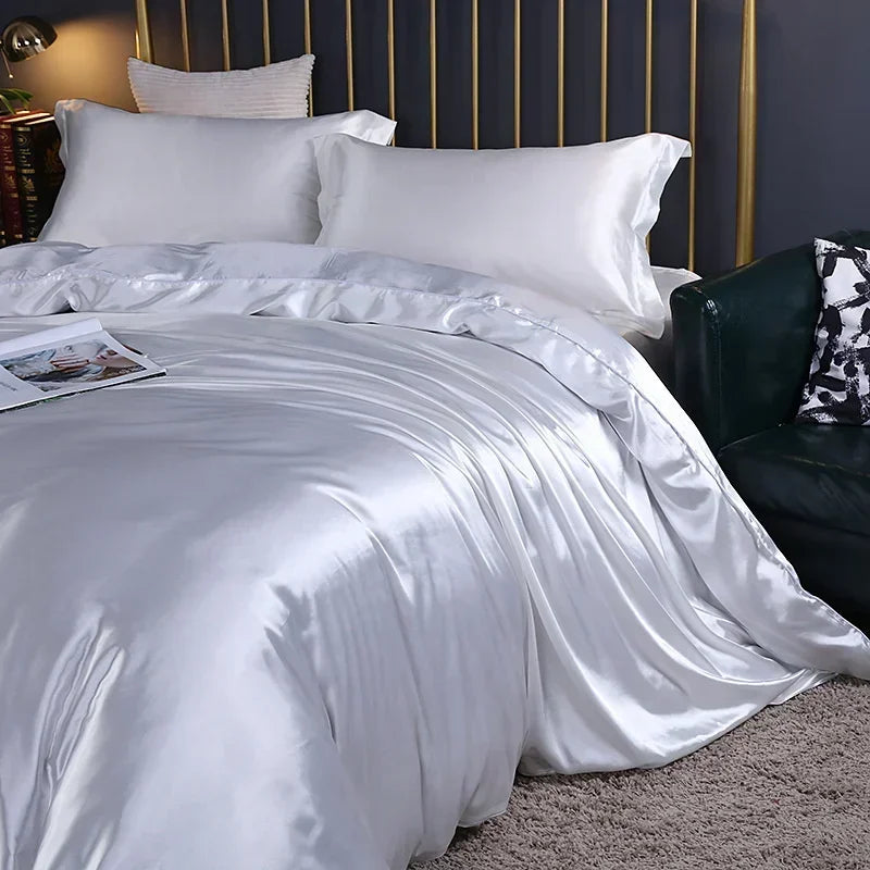 blending Mulberry Silk Bedding Set Silky High-end Queen Size Duvet Cover Set with Fitted Sheet Luxury Bedding Sets King Bed Sets