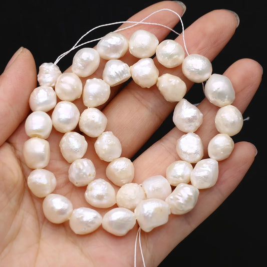 White Irregular Round Natural Freshwater Baroque Pearl 9-10mm Loose Spacing Beaded Jewelry Making Necklace Earrings High Quality