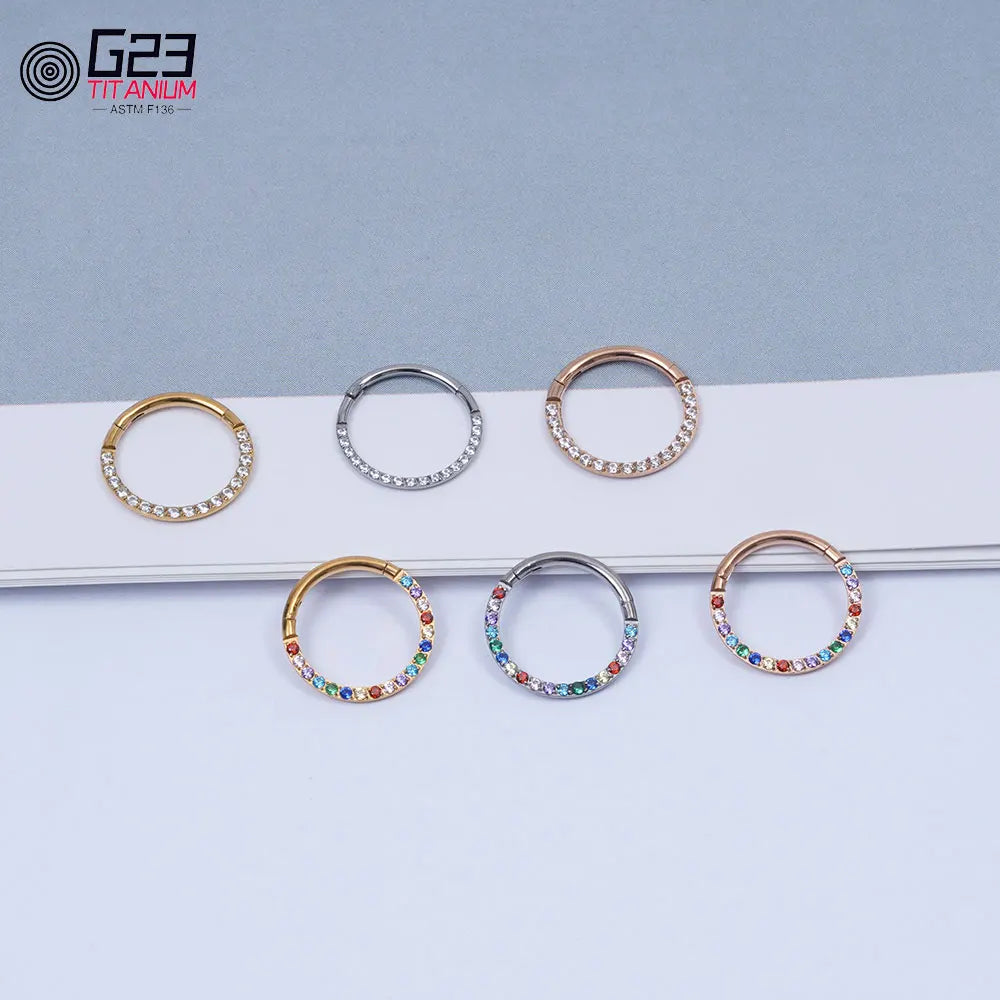 Colorful G23 Titanium CZ Hinged Pitch Ring Nose Ring Open Small Nasal Septum Cartilage Women Earring Perforated Body Jewelry