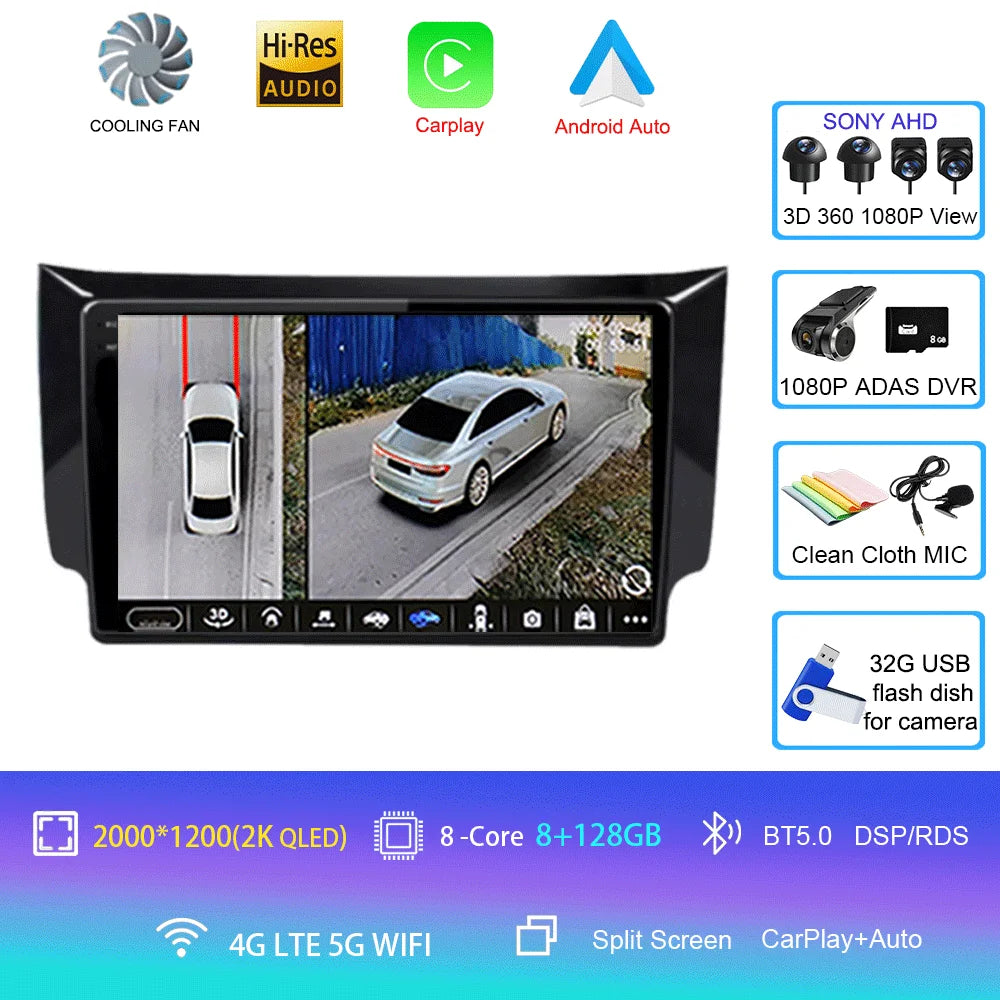 Car Radio Android 14 Carplay Auto For Nissan Sylphy B17 Sentra 12 2012 2013 2014-2018 GPS Multimedia Video Player Stereo 2din 4G