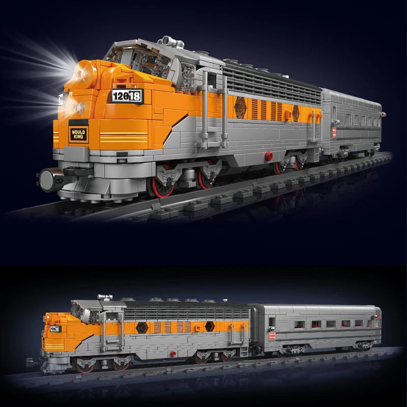 Mould King 12018 Technical Train Building Block Remote Control USA EMD F7 WP Diesel Locomotive Model Kids Christmas Gift Toys