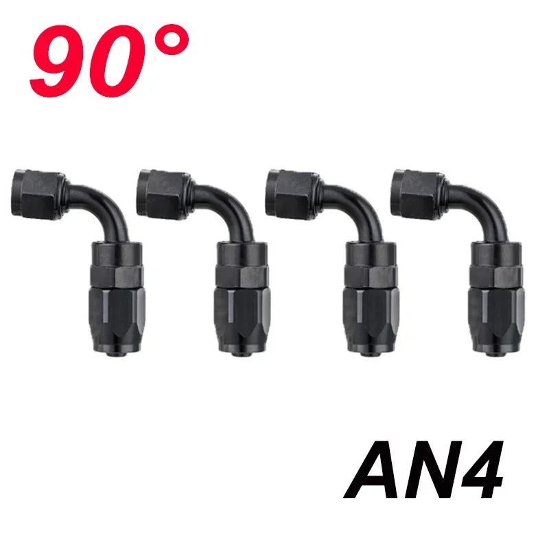4X Universal AN4 AN6 AN8 AN10 AN12 Straight 45 90 120 180 Degree Oil Fuel Swivel Hose End Fitting Oil Hose End Adaptor Kit Black