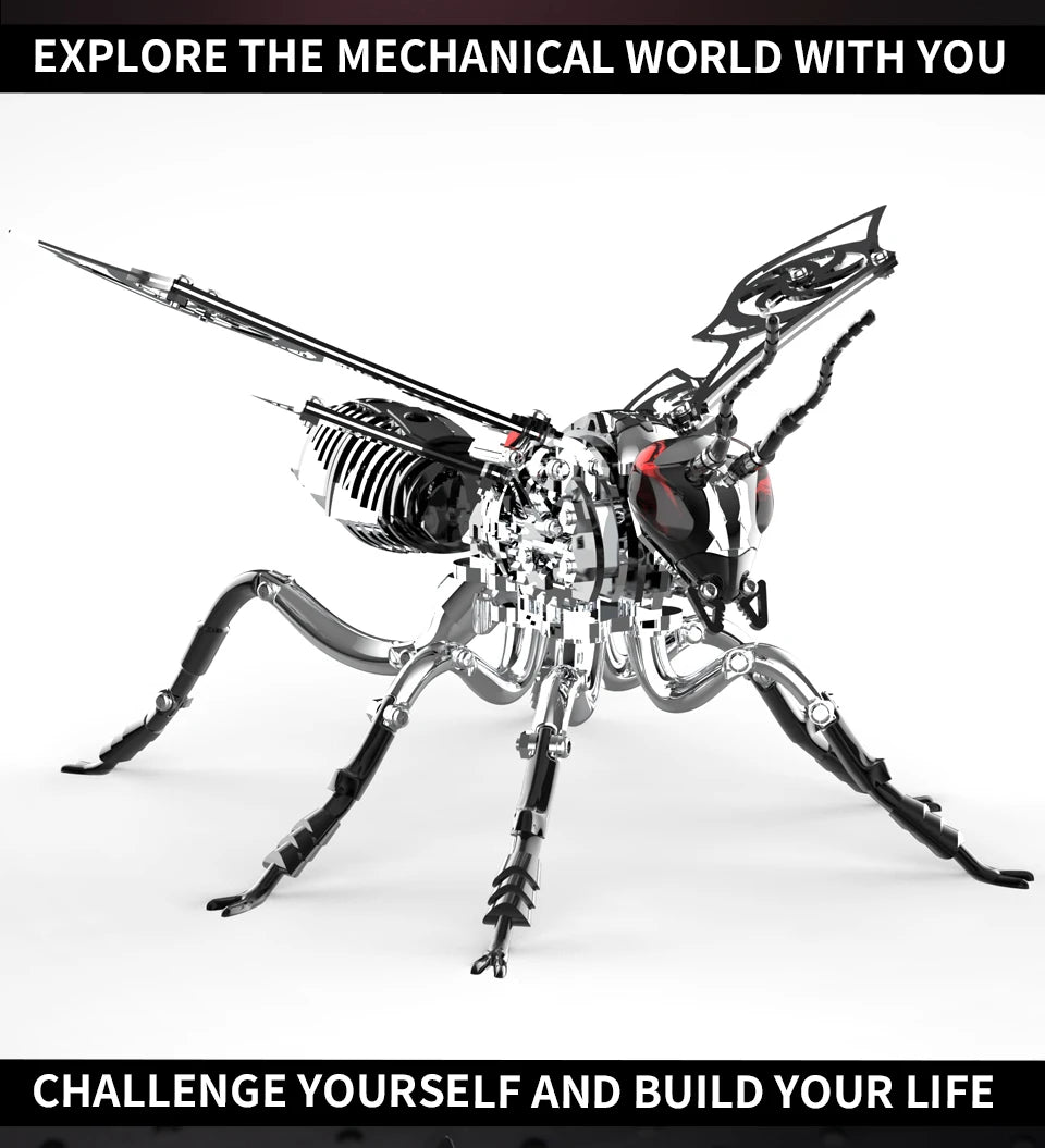 Punk 3D Wasp Stainless Steel Model Adult Assembly Kit Anti-Stress Metal Mechanical Insect Animal Toys Christmas Gift for Kids