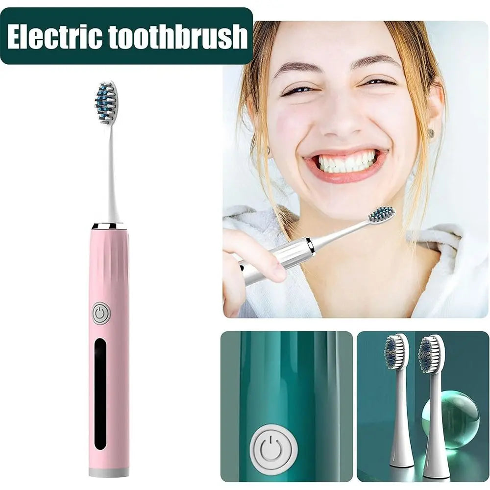 Ultrasonic Electric Toothbrush for Adults Toothbrush with 3 Brush Heads Long-Lasting Battery Powered Toothbrush Portable