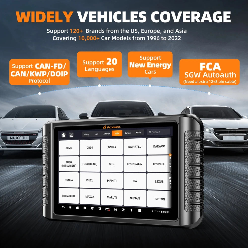 2025 FOXWELL Professional Car Scanner NT1009 Bidirectional Test Advanced ECU Coding 34+ Reset All System Diagnosis OBD2 Scanner